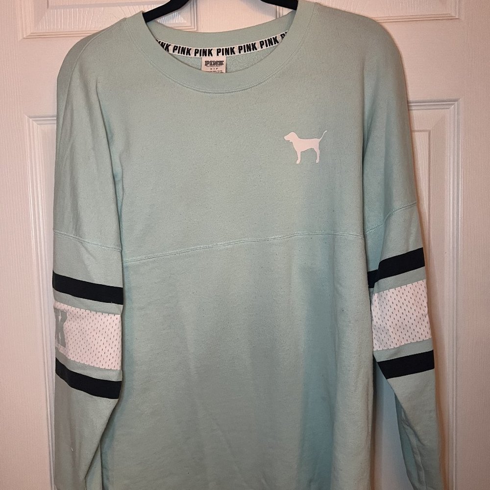 Victoria's Secret PINK Baby Blue Cotton Crewneck